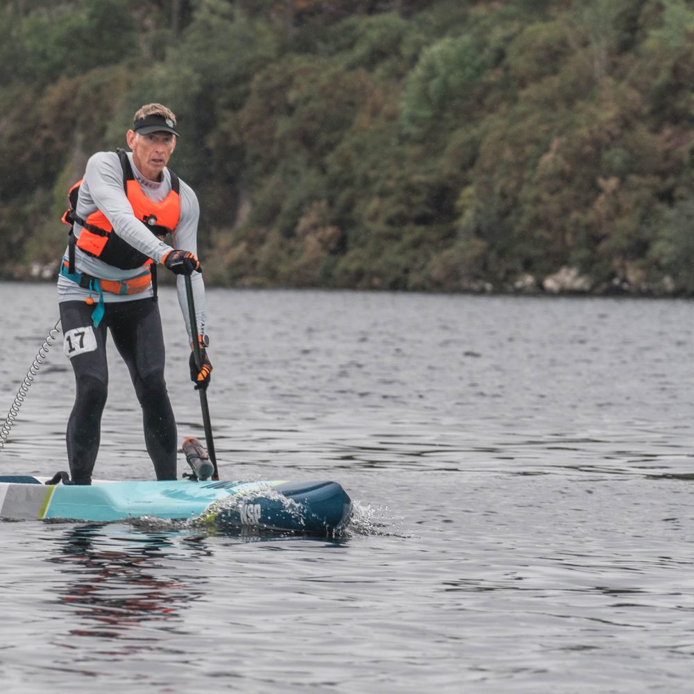 Martin Rendle paddling to the finish