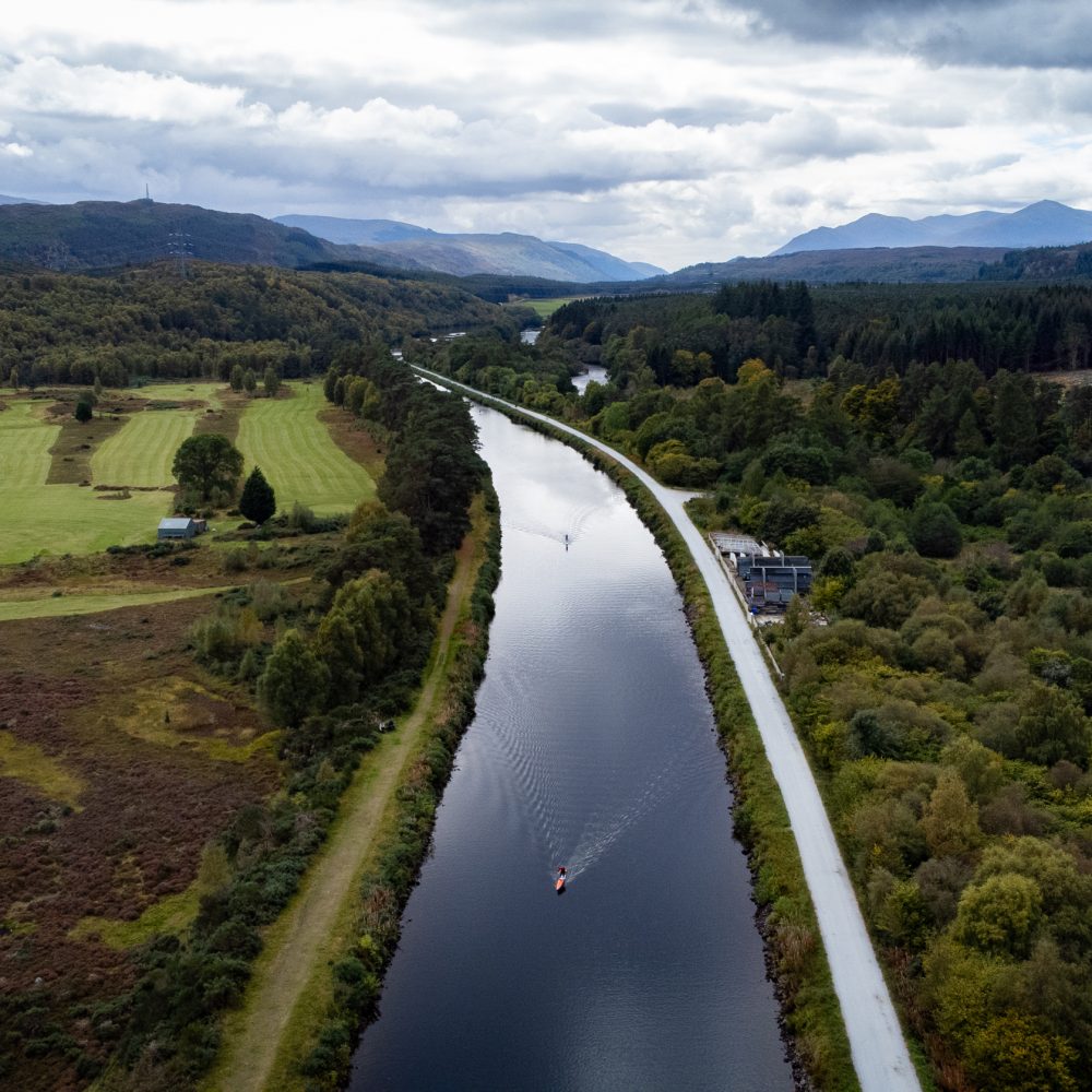 Finish Day 1 looking down the Great Glen (Fort Augustus canal)